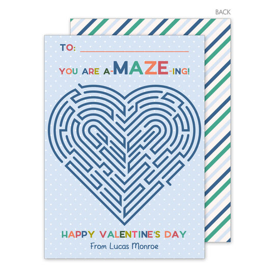 Blue Maze Valentine Exchange Cards